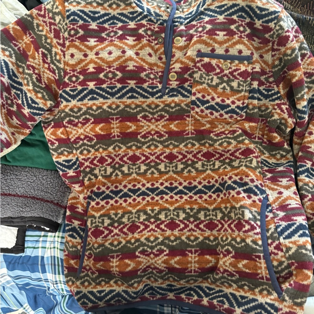 Multicolor Patterned Pullover Sweater Sherpa